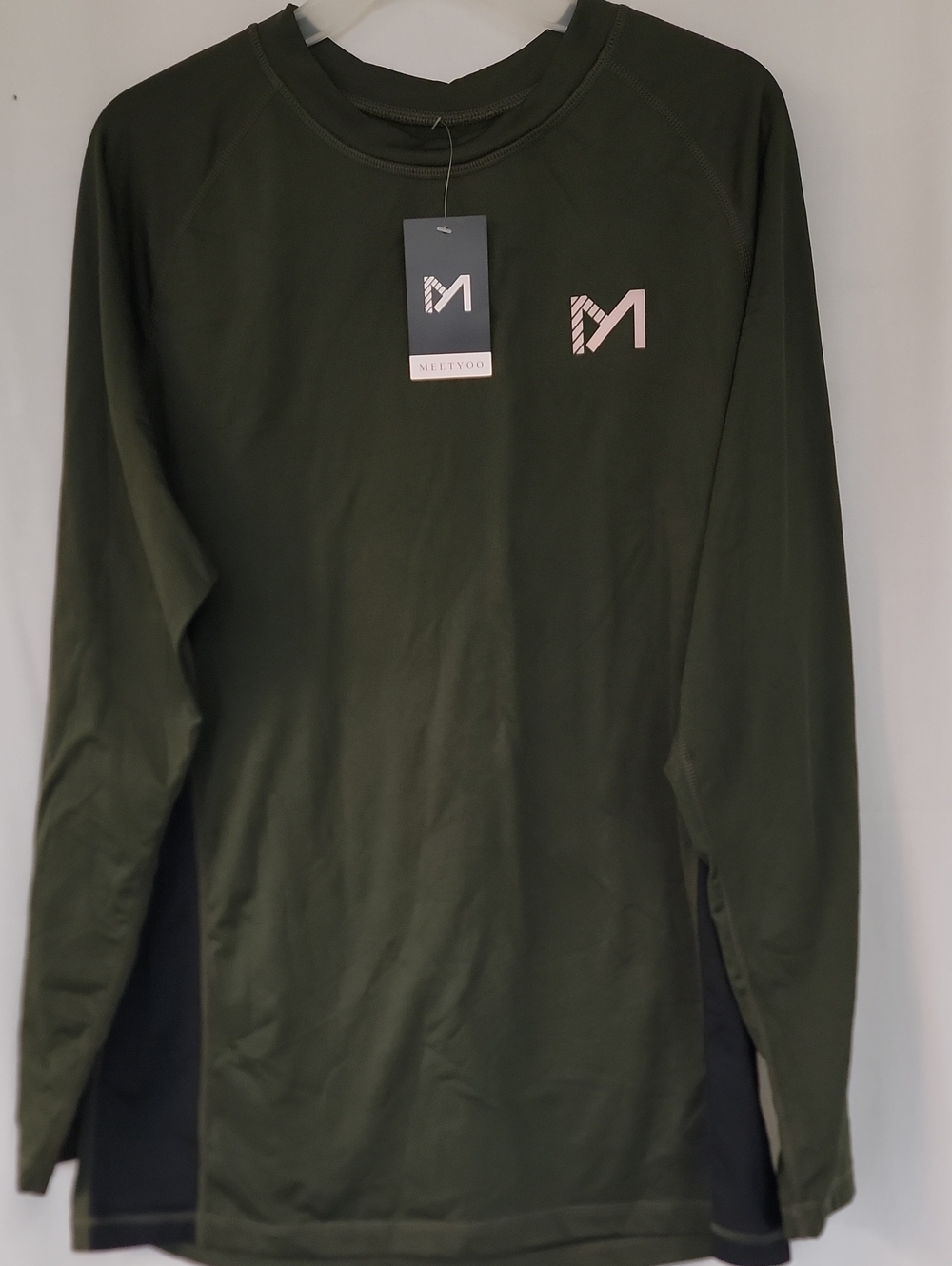 me too Olive Green Long Sleeve Crew Shirt